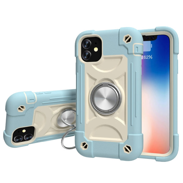 Shockproof Silicone + PC Protective Case with Dual-Ring Holder, For iPhone XS Max, For iPhone 11