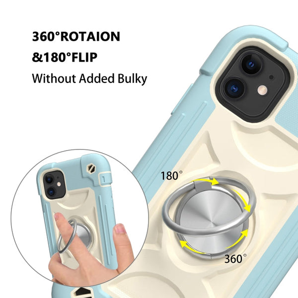 Shockproof Silicone + PC Protective Case with Dual-Ring Holder, For iPhone 11 Pro Max, For iPhone 12 mini