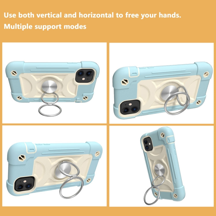 Shockproof Silicone + PC Protective Case with Dual-Ring Holder, For iPhone 11 Pro Max, For iPhone 12 mini