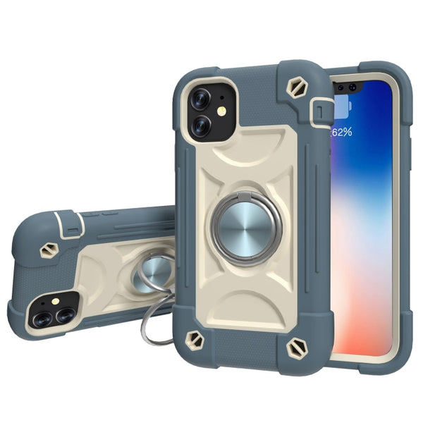 Shockproof Silicone + PC Protective Case with Dual-Ring Holder, For iPhone 11 Pro Max, For iPhone 12 mini