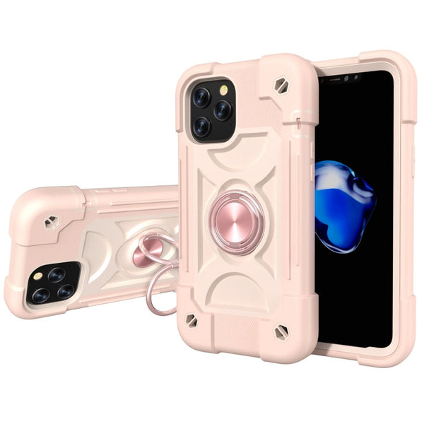 Shockproof Silicone + PC Protective Case with Dual-Ring Holder, For iPhone 11 Pro Max, For iPhone 12 mini
