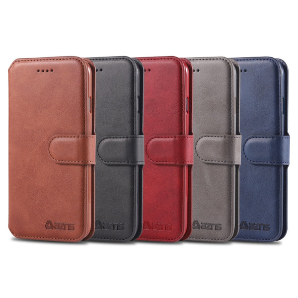 AZNS Calf Texture Magnetic Horizontal Flip PU Leather Case with Holder & Card Slots & Photo Frame