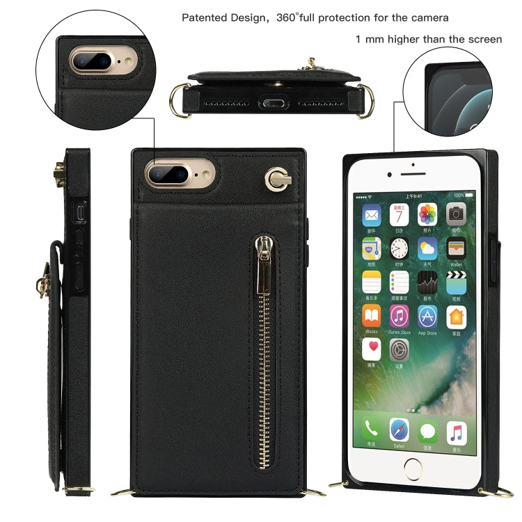Cross-body Zipper Square TPU+PU Back Cover Case with Holder & Card Slots & Wallet & Strap, For iPhone 8 Plus / 7 Plus, For iPhone 11, For iPhone 11 Pro, For iPhone 11 Pro Max