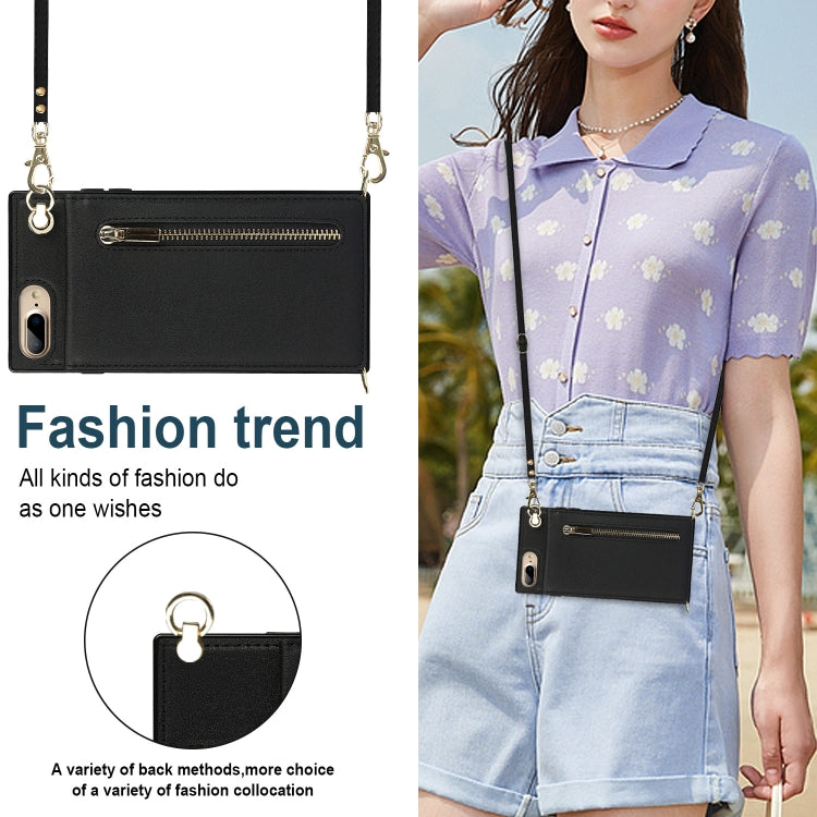 Cross-body Zipper Square TPU+PU Back Cover Case with Holder & Card Slots & Wallet & Strap, For iPhone 8 Plus / 7 Plus, For iPhone 11, For iPhone 11 Pro, For iPhone 11 Pro Max