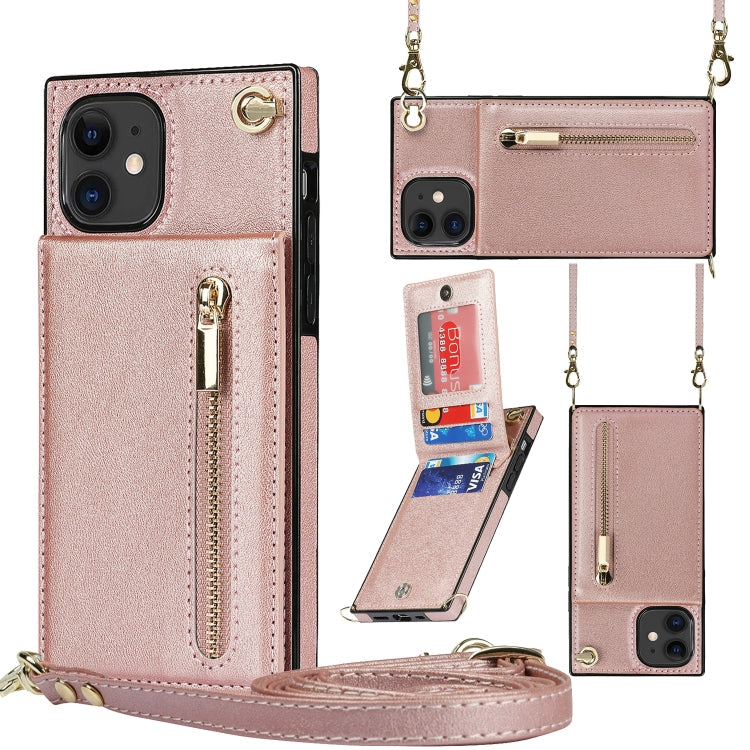 Cross-body Zipper Square TPU+PU Back Cover Case with Holder & Card Slots & Wallet & Strap, For iPhone 8 Plus / 7 Plus, For iPhone 11, For iPhone 11 Pro, For iPhone 11 Pro Max