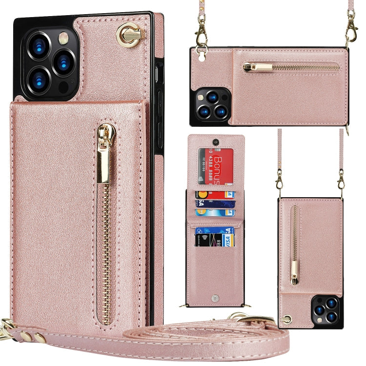 Cross-body Zipper Square TPU+PU Back Cover Case with Holder & Card Slots & Wallet & Strap, For iPhone 12 mini, For iPhone 12 / 12 Pro, For iPhone 12 Pro Max, For iPhone SE 2022 / SE 2020 / 8 / 7