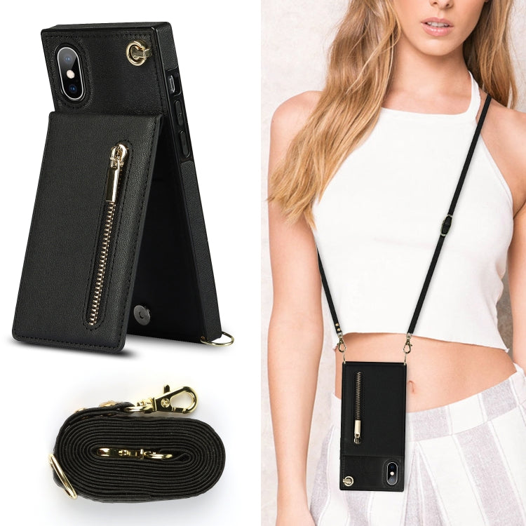 Cross-body Zipper Square TPU+PU Back Cover Case with Holder & Card Slots & Wallet & Strap, For iPhone XS / X, For iPhone XR, For iPhone XS Max