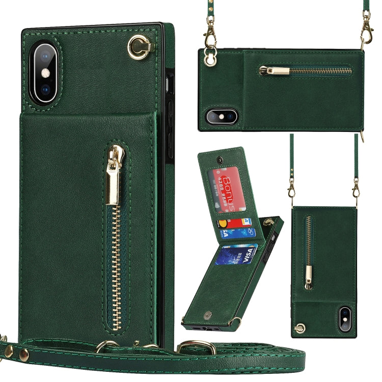 Cross-body Zipper Square TPU+PU Back Cover Case with Holder & Card Slots & Wallet & Strap, For iPhone XS / X, For iPhone XR, For iPhone XS Max