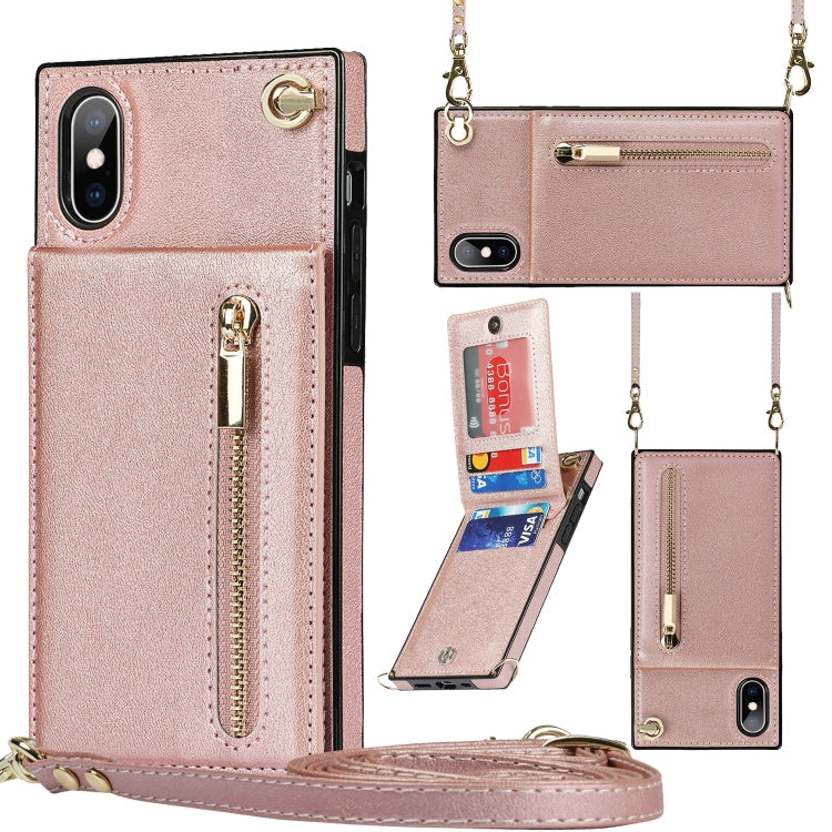 Cross-body Zipper Square TPU+PU Back Cover Case with Holder & Card Slots & Wallet & Strap, For iPhone XS / X, For iPhone XR, For iPhone XS Max