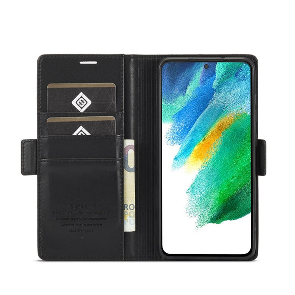 LC.IMEEKE Magnetic Buckle PU + TPU Horizontal Flip Leather Case with Holder & Card Slots & Wallet, For Samsung Galaxy S21 FE 5G