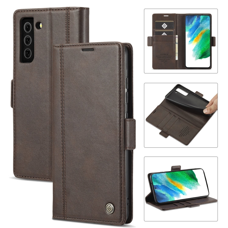 LC.IMEEKE Magnetic Buckle PU + TPU Horizontal Flip Leather Case with Holder & Card Slots & Wallet, For Samsung Galaxy S21 FE 5G