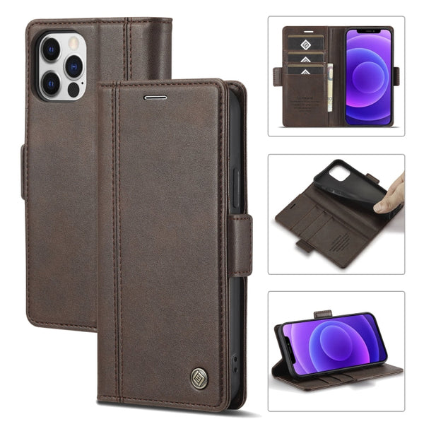 LC.IMEEKE Magnetic Buckle PU + TPU Horizontal Flip Leather Case with Holder & Card Slots & Wallet, For iPhone 12 / 12 Pro, For iPhone 12 mini