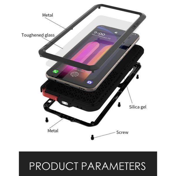 LOVE MEI Metal Shockproof Waterproof Dustproof Protective Case with Glass, For LG V60 ThinQ 5G