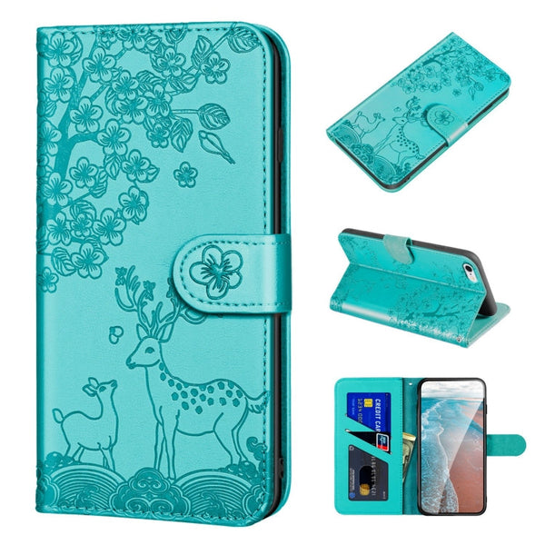 Sika Deer Embossing Pattern Horizontal Flip PU Leather Case with Holder & Card Slot & Wallet & Photo Frame, For iPhone 6 / 6s, For iPhone 6 Plus / 6s Plus, For iPhone SE 2022 / SE 2020 / 8 / 7, For iPhone 8 Plus / 7 Plus