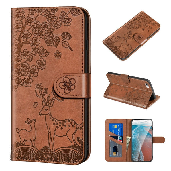 Sika Deer Embossing Pattern Horizontal Flip PU Leather Case with Holder & Card Slot & Wallet & Photo Frame, For iPhone 6 / 6s, For iPhone 6 Plus / 6s Plus, For iPhone SE 2022 / SE 2020 / 8 / 7, For iPhone 8 Plus / 7 Plus