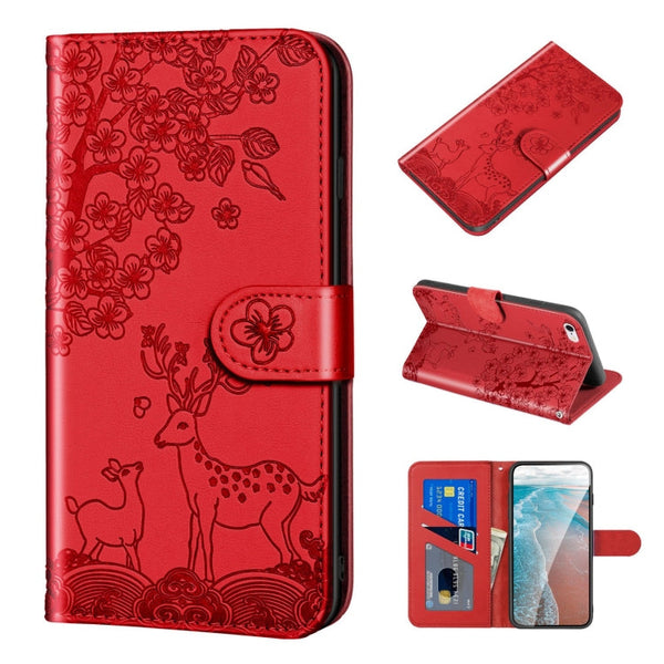 Sika Deer Embossing Pattern Horizontal Flip PU Leather Case with Holder & Card Slot & Wallet & Photo Frame, For iPhone 6 / 6s, For iPhone 6 Plus / 6s Plus, For iPhone SE 2022 / SE 2020 / 8 / 7, For iPhone 8 Plus / 7 Plus