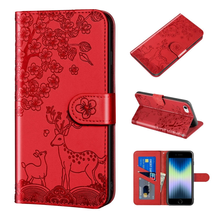 Sika Deer Embossing Pattern Horizontal Flip PU Leather Case with Holder & Card Slot & Wallet & Photo Frame, For iPhone 6 / 6s, For iPhone 6 Plus / 6s Plus, For iPhone SE 2022 / SE 2020 / 8 / 7, For iPhone 8 Plus / 7 Plus
