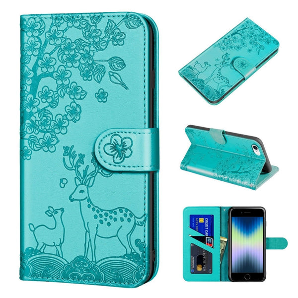 Sika Deer Embossing Pattern Horizontal Flip PU Leather Case with Holder & Card Slot & Wallet & Photo Frame, For iPhone 6 / 6s, For iPhone 6 Plus / 6s Plus, For iPhone SE 2022 / SE 2020 / 8 / 7, For iPhone 8 Plus / 7 Plus