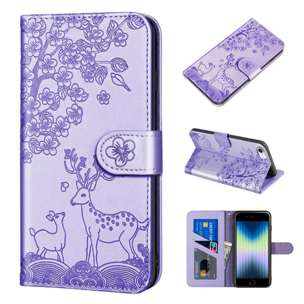 Sika Deer Embossing Pattern Horizontal Flip PU Leather Case with Holder & Card Slot & Wallet & Photo Frame, For iPhone 6 / 6s, For iPhone 6 Plus / 6s Plus, For iPhone SE 2022 / SE 2020 / 8 / 7, For iPhone 8 Plus / 7 Plus