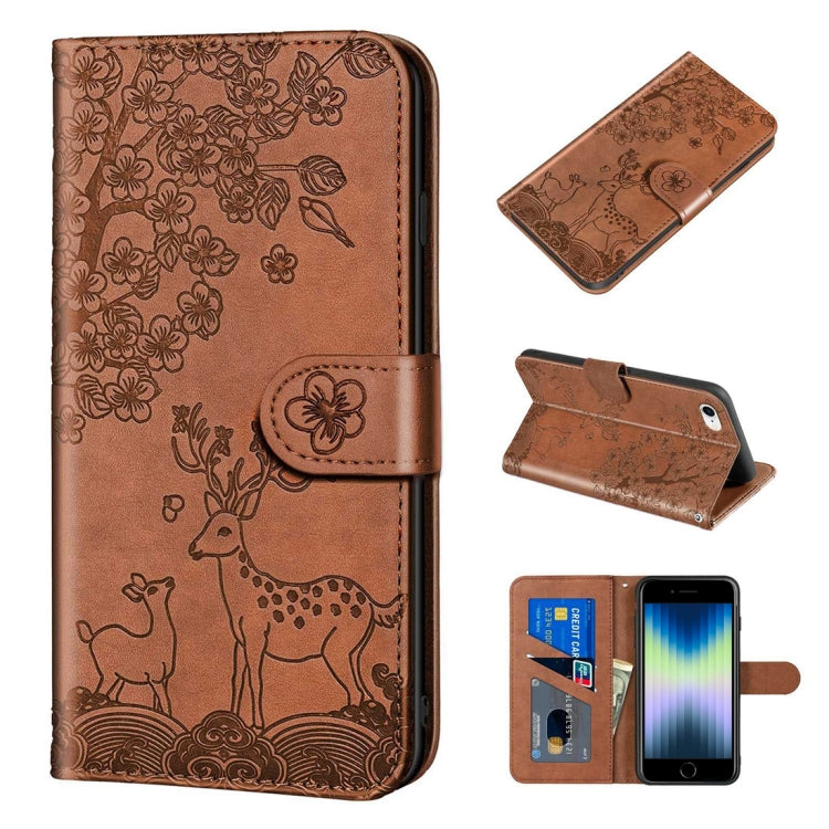 Sika Deer Embossing Pattern Horizontal Flip PU Leather Case with Holder & Card Slot & Wallet & Photo Frame, For iPhone 6 / 6s, For iPhone 6 Plus / 6s Plus, For iPhone SE 2022 / SE 2020 / 8 / 7, For iPhone 8 Plus / 7 Plus