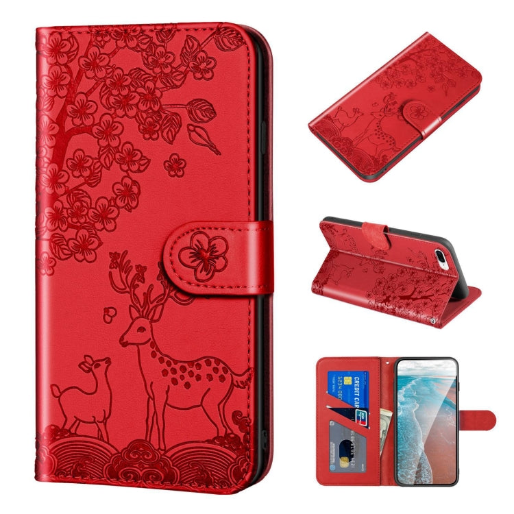Sika Deer Embossing Pattern Horizontal Flip PU Leather Case with Holder & Card Slot & Wallet & Photo Frame, For iPhone 6 / 6s, For iPhone 6 Plus / 6s Plus, For iPhone SE 2022 / SE 2020 / 8 / 7, For iPhone 8 Plus / 7 Plus