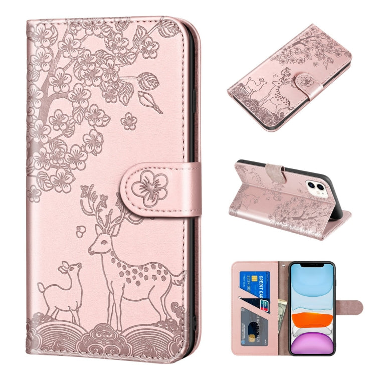 Sika Deer Embossing Pattern Horizontal Flip PU Leather Case with Holder & Card Slot & Wallet & Photo Frame, For iPhone 11, For iPhone 11 Pro, For iPhone 11 Pro Max, For iPhone 12 / 12 Pro