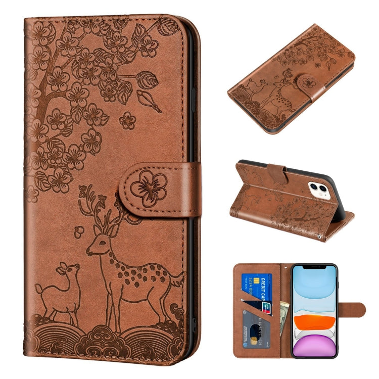 Sika Deer Embossing Pattern Horizontal Flip PU Leather Case with Holder & Card Slot & Wallet & Photo Frame, For iPhone 11, For iPhone 11 Pro, For iPhone 11 Pro Max, For iPhone 12 / 12 Pro