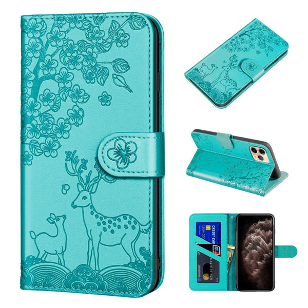 Sika Deer Embossing Pattern Horizontal Flip PU Leather Case with Holder & Card Slot & Wallet & Photo Frame, For iPhone 11, For iPhone 11 Pro, For iPhone 11 Pro Max, For iPhone 12 / 12 Pro