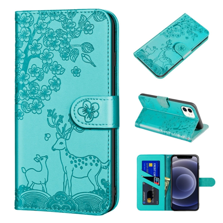 Sika Deer Embossing Pattern Horizontal Flip PU Leather Case with Holder & Card Slot & Wallet & Photo Frame, For iPhone 12 mini, For iPhone 12 Pro Max, For iPhone 13, For iPhone 13 mini