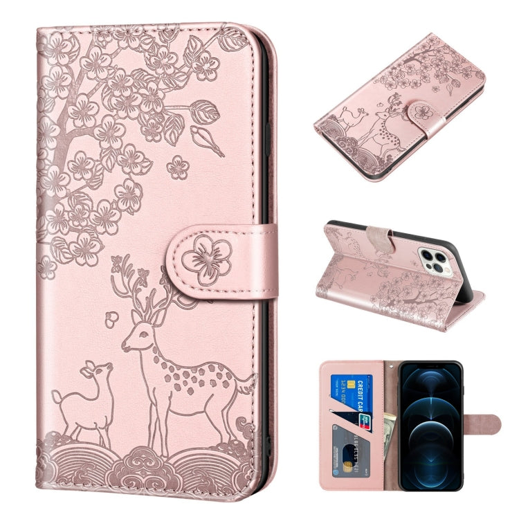 Sika Deer Embossing Pattern Horizontal Flip PU Leather Case with Holder & Card Slot & Wallet & Photo Frame, For iPhone 12 mini, For iPhone 12 Pro Max, For iPhone 13, For iPhone 13 mini