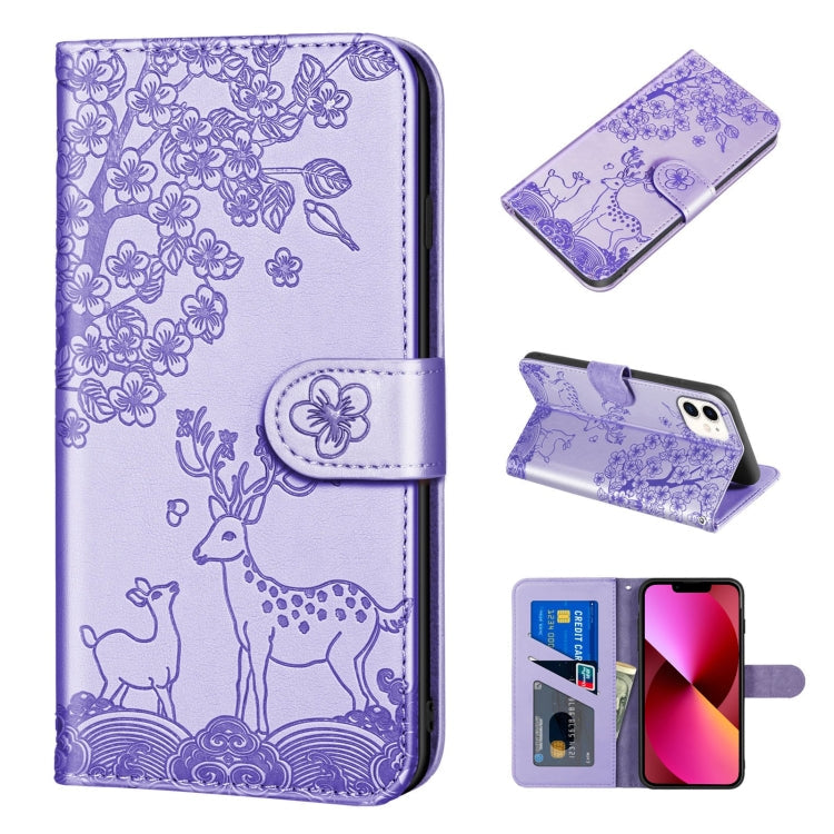 Sika Deer Embossing Pattern Horizontal Flip PU Leather Case with Holder & Card Slot & Wallet & Photo Frame, For iPhone 12 mini, For iPhone 12 Pro Max, For iPhone 13, For iPhone 13 mini