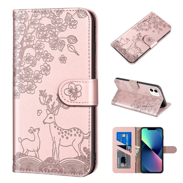 Sika Deer Embossing Pattern Horizontal Flip PU Leather Case with Holder & Card Slot & Wallet & Photo Frame, For iPhone 12 mini, For iPhone 12 Pro Max, For iPhone 13, For iPhone 13 mini