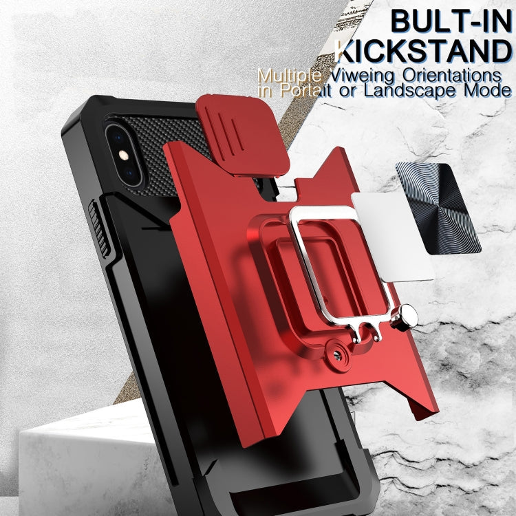 Sliding Camera Cover Design PC + TPU Shockproof Case with Ring Holder & Card Slot, For iPhone XS / X, For iPhone XR, For iPhone 11 Pro