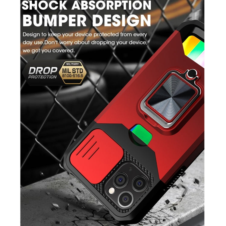 Sliding Camera Cover Design PC + TPU Shockproof Case with Ring Holder & Card Slot, For iPhone 11 Pro Max, For iPhone 12 / 12 Pro, For iPhone 12 Pro Max