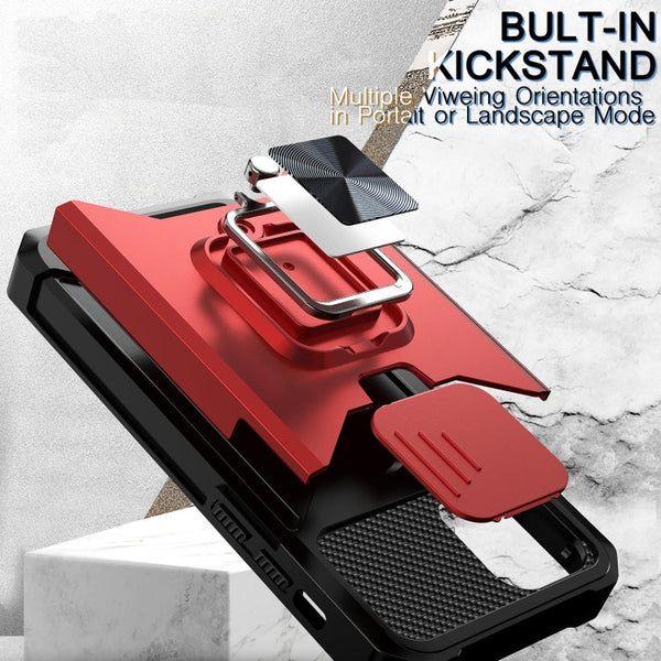 Sliding Camera Cover Design PC + TPU Shockproof Case with Ring Holder & Card Slot, For iPhone 11 Pro Max, For iPhone 12 / 12 Pro, For iPhone 12 Pro Max