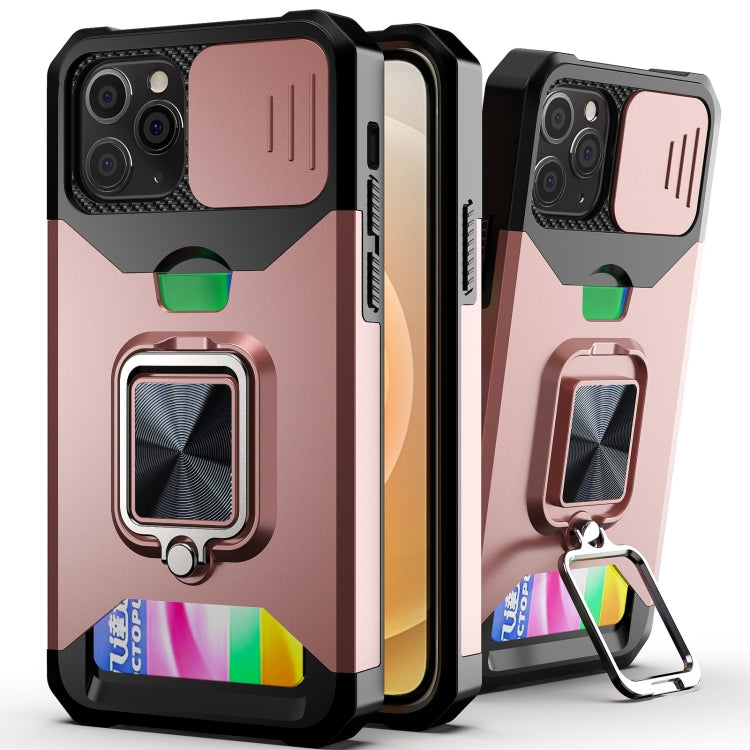 Sliding Camera Cover Design PC + TPU Shockproof Case with Ring Holder & Card Slot, For iPhone 11 Pro Max, For iPhone 12 / 12 Pro, For iPhone 12 Pro Max