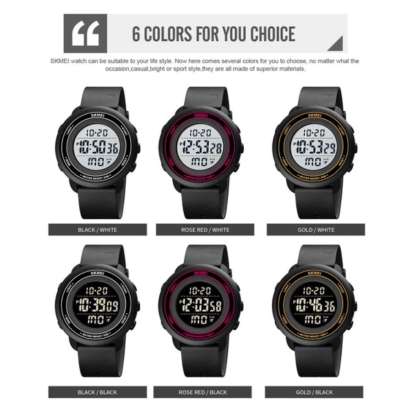 SKMEI 1736 Triplicate Round Dial Timing LED Digital Display Luminous Electronic Watch