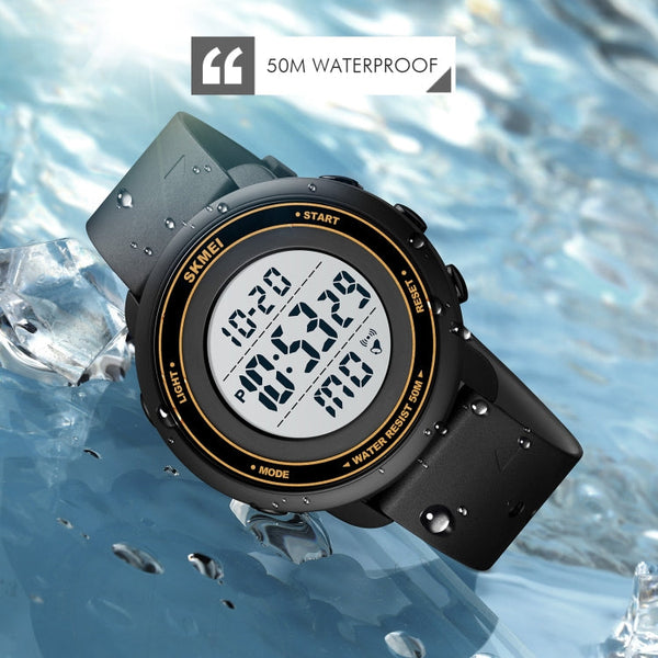 SKMEI 1736 Triplicate Round Dial Timing LED Digital Display Luminous Electronic Watch