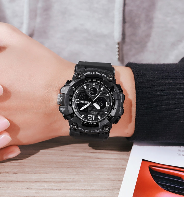 SKMEI 1742 Four-screen LED Digital Display Luminous Sports Shockproof Electronic Watch for Men