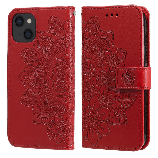 7-petal Flowers Embossing Pattern Horizontal Flip PU Leather Case with Holder & Card Slots & Wallet & Photo Frame, For iPhone 13, For iPhone 13 Mini, For iPhone 13 Pro, For iPhone 13 Pro Max