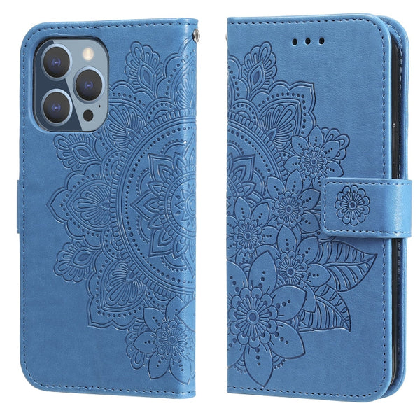 7-petal Flowers Embossing Pattern Horizontal Flip PU Leather Case with Holder & Card Slots & Wallet & Photo Frame, For iPhone 13, For iPhone 13 Mini, For iPhone 13 Pro, For iPhone 13 Pro Max