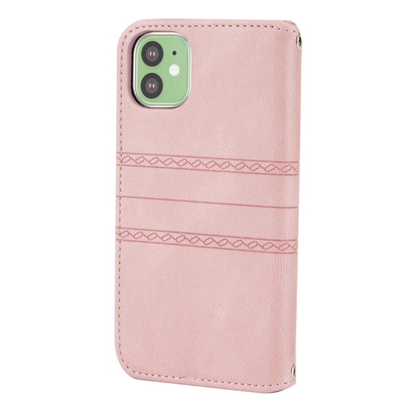 Embossed Striped Magnetic Buckle PU + TPU Horizontal Flip Leather Case with Holder & Card Slot & Wallet & Photo Frame & Sling, For iPhone 11 Pro Max, For iPhone XS / X, For iPhone XS Max, For iPhone XR