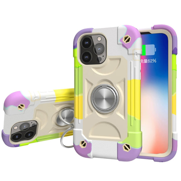 Shockproof Silicone + PC Protective Case with Dual-Ring Holder, For iPhone 13 mini, For iPhone 13