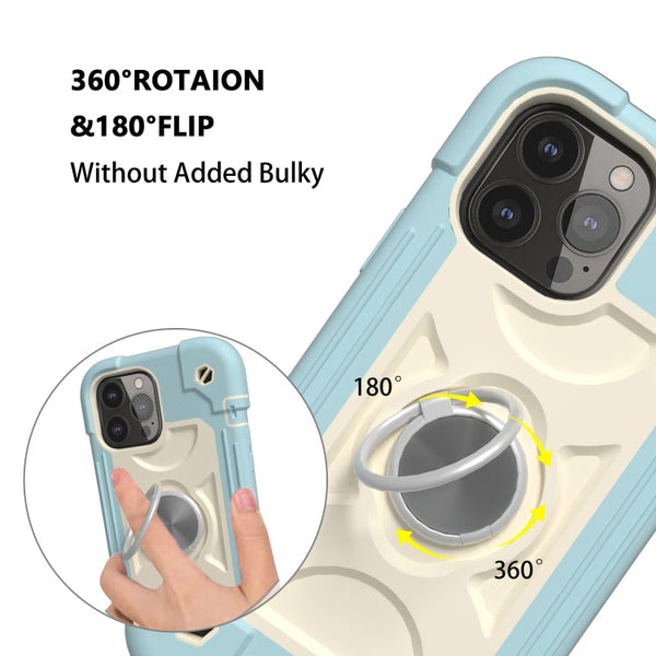 Shockproof Silicone + PC Protective Case with Dual-Ring Holder, For iPhone 13 Pro, For iPhone 13 Pro Max