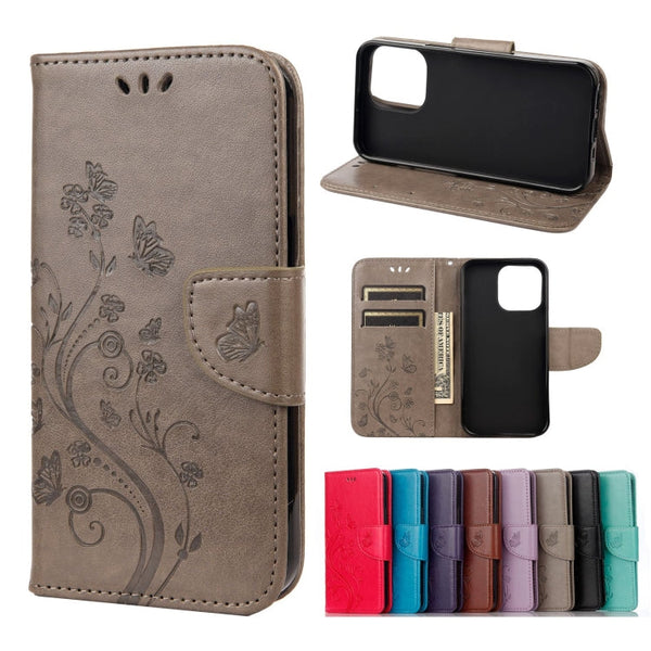 Butterfly Flower Pattern Horizontal Flip Leather Case with Holder & Card Slots & Wallet, For iPhone 13 Pro, For iPhone 13 Pro Max
