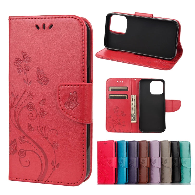 Butterfly Flower Pattern Horizontal Flip Leather Case with Holder & Card Slots & Wallet, For iPhone 13 Pro, For iPhone 13 Pro Max