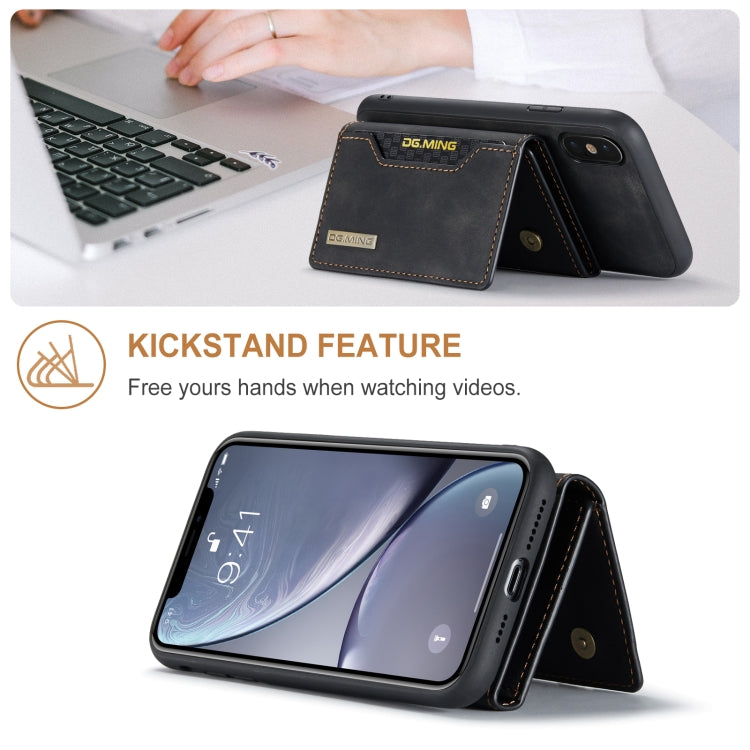 DG.MING M2 Series 3-Fold Multi Card Bag + Magnetic Back Cover Shockproof Case with Wallet & Holder Function, For iPhone X, For iPhone XS, For iPhone XS Max