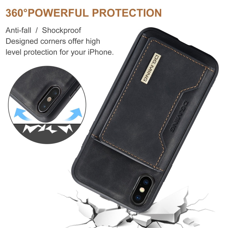 DG.MING M2 Series 3-Fold Multi Card Bag + Magnetic Back Cover Shockproof Case with Wallet & Holder Function, For iPhone X, For iPhone XS, For iPhone XS Max