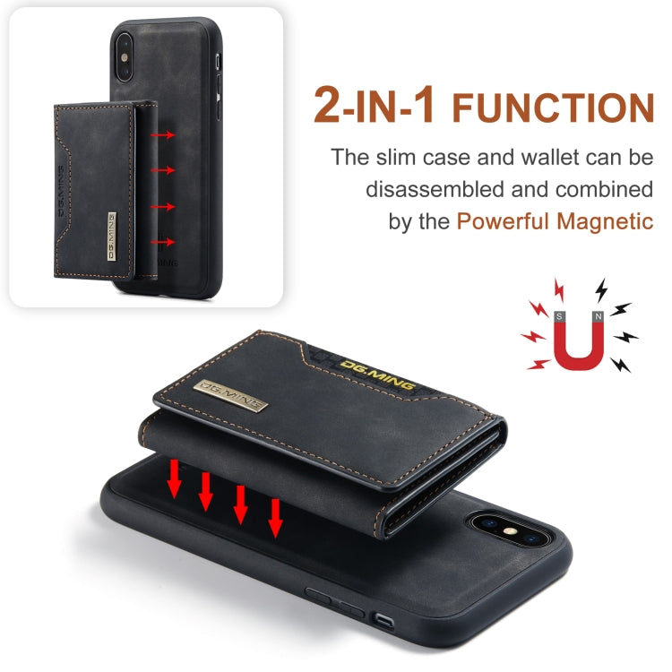 DG.MING M2 Series 3-Fold Multi Card Bag + Magnetic Back Cover Shockproof Case with Wallet & Holder Function, For iPhone X, For iPhone XS, For iPhone XS Max