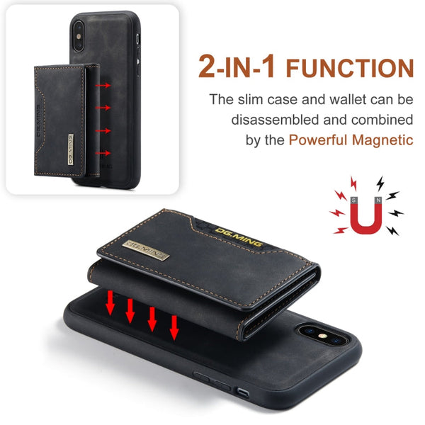 DG.MING M2 Series 3-Fold Multi Card Bag + Magnetic Back Cover Shockproof Case with Wallet & Holder Function, For iPhone X, For iPhone XS, For iPhone XS Max